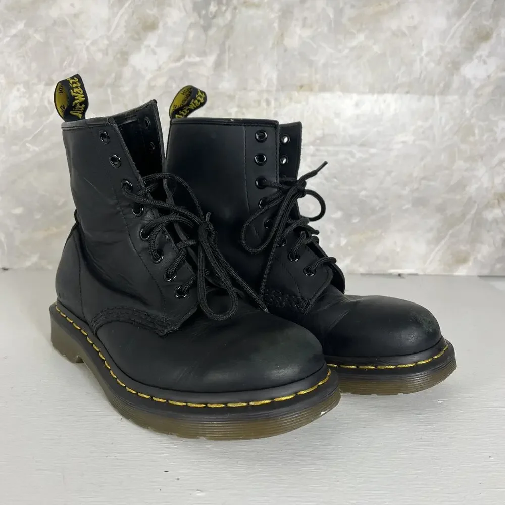 Dr Martens 1460 Unisex L7 M6 Black Leather Combat Boots Lace Up